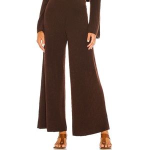 Flook the Label x REVOLVE Rib Knit Wide Leg Trouser in Chocolate